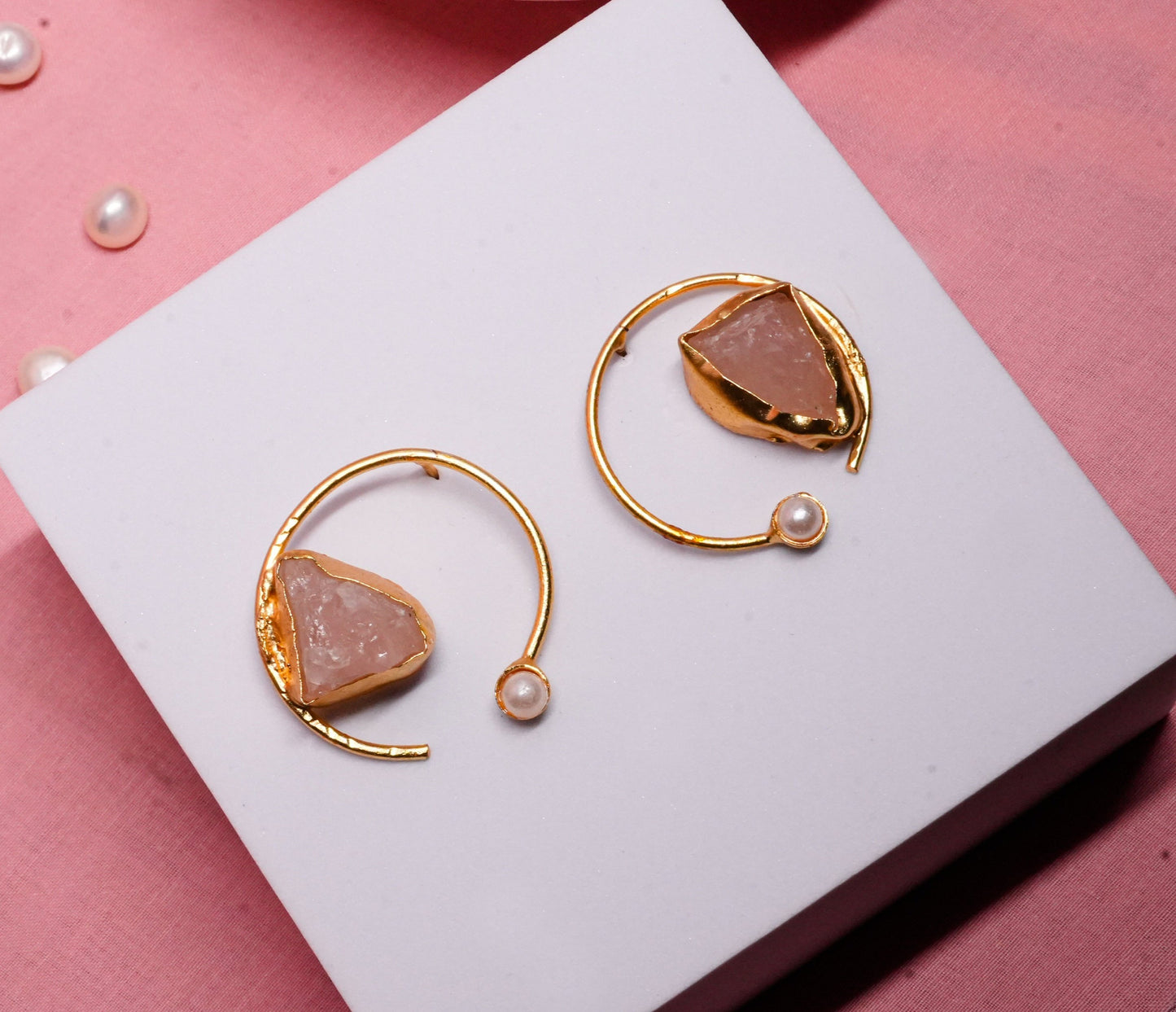 Pink Druzy Stone Earring