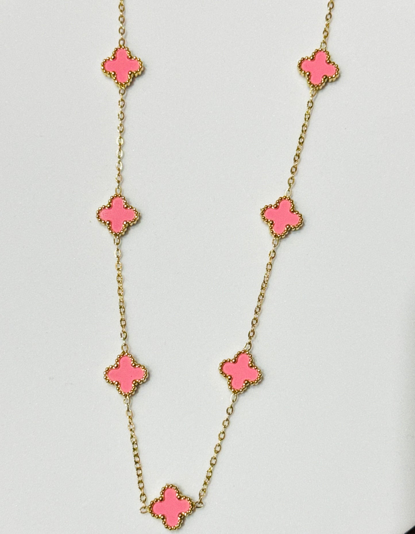Pink Clover Necklace