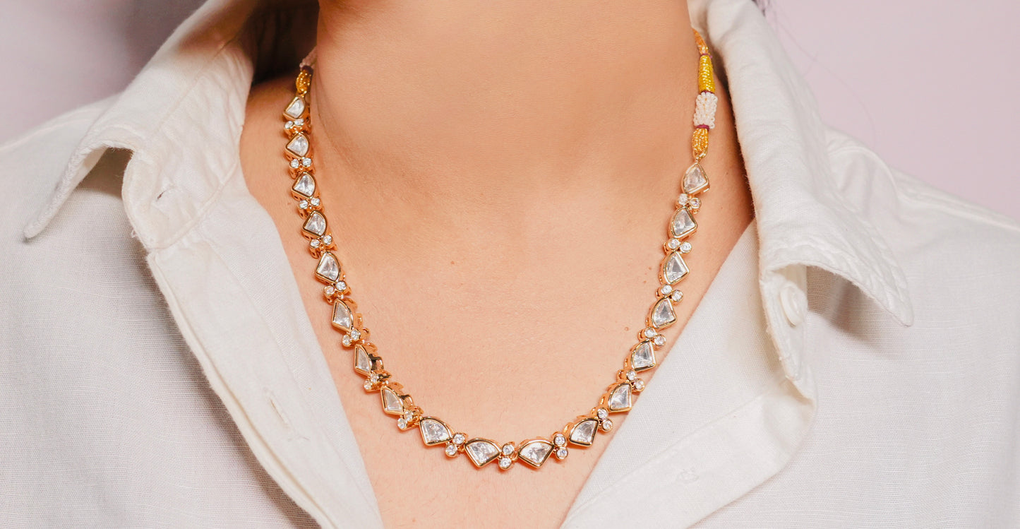 Heer Gold Plated Polki Necklace Set