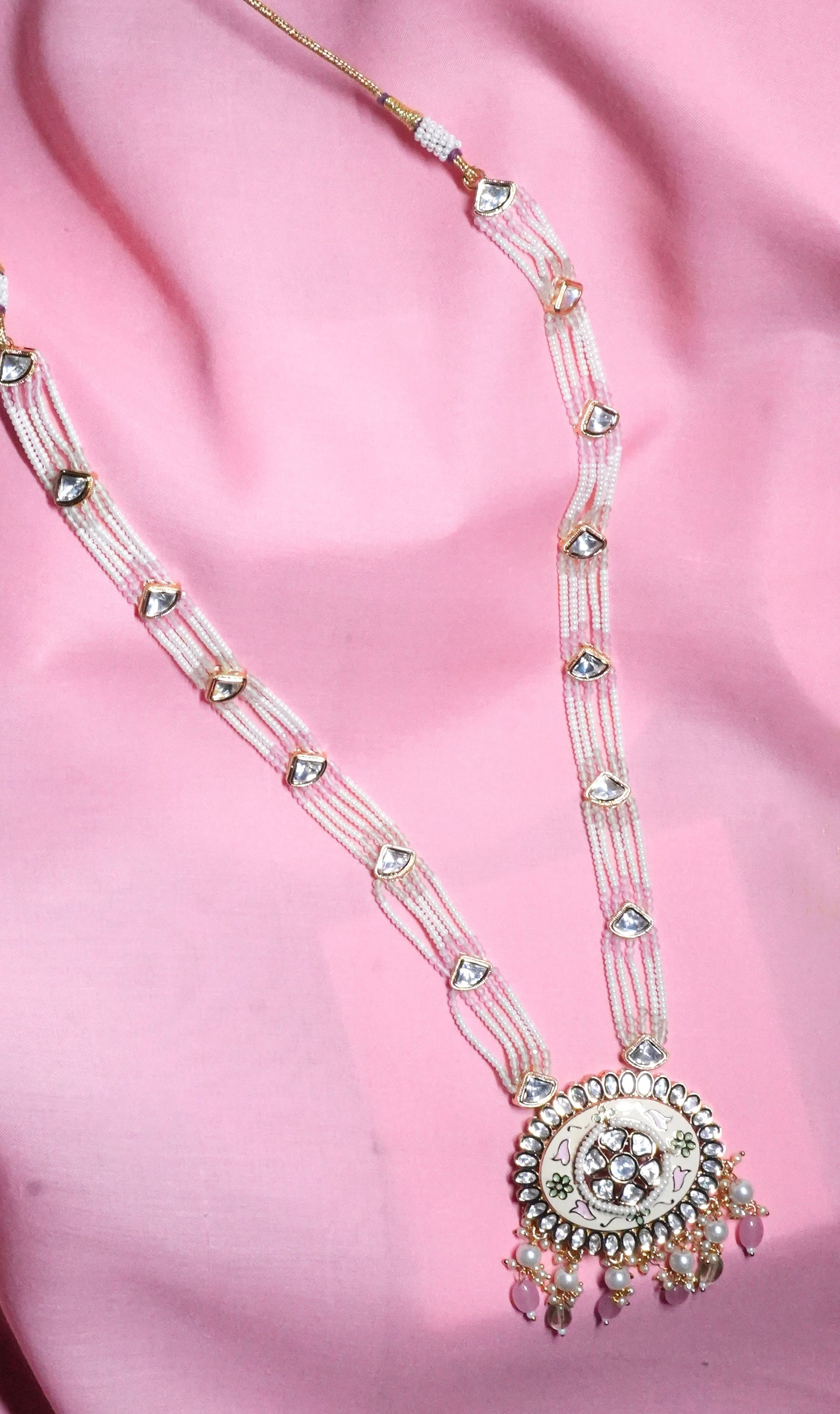 Pink Kundan Necklace set