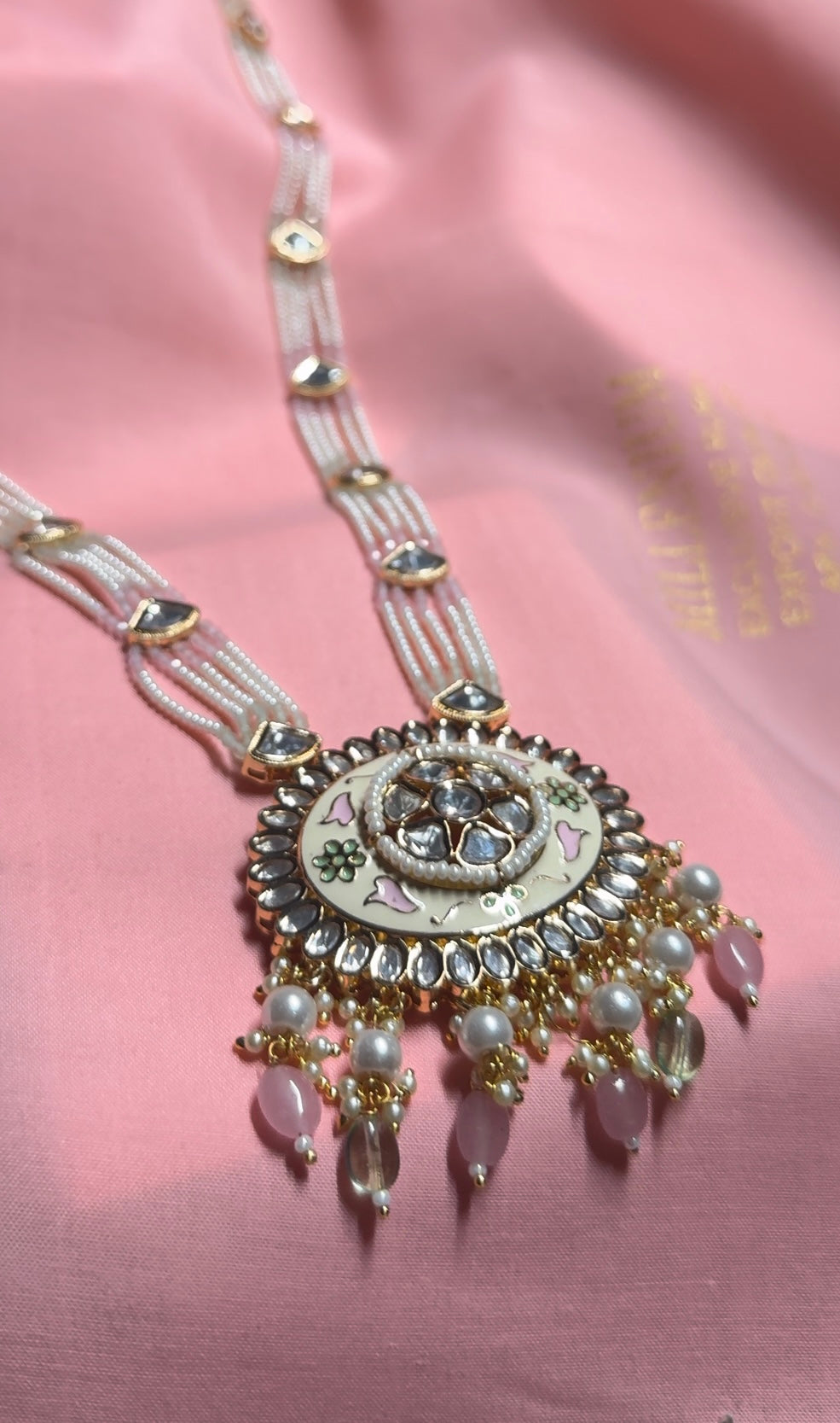 Pink Kundan Necklace set