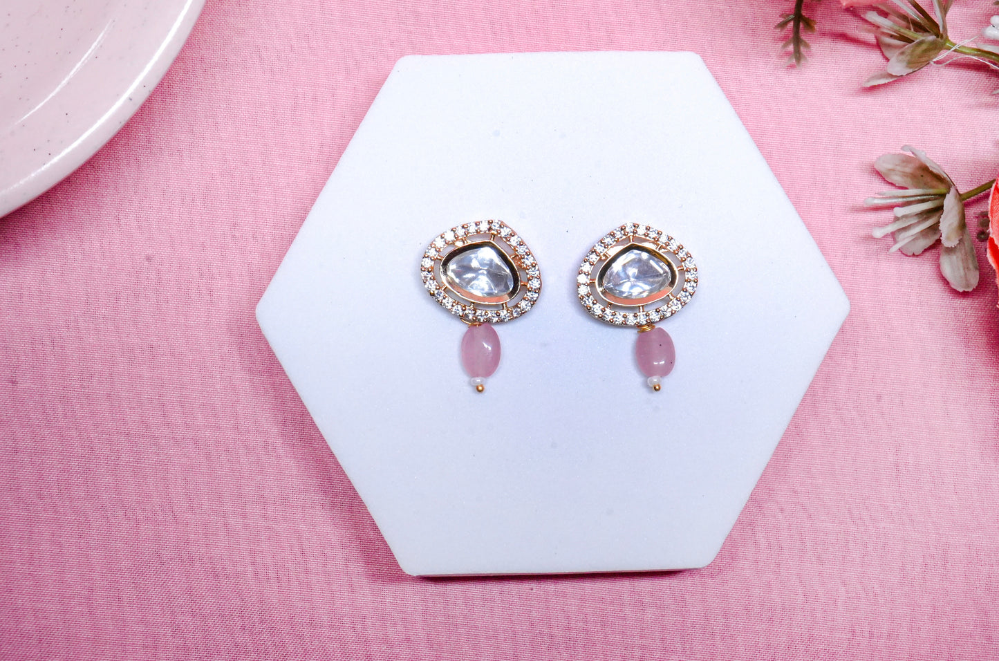 Polki Necklace Three Layer Drop Necklace Set