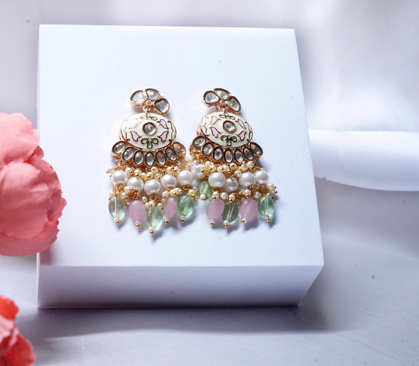 Pink Kundan Necklace set